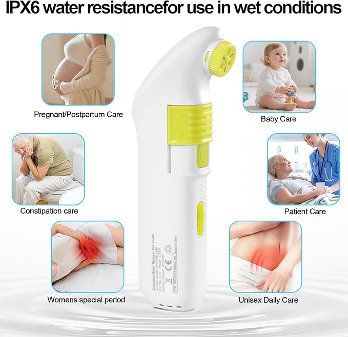 Portable Bidet for Travel，Handheld Electric Bidet Sprayer with 2.5L Water Bottle for Waterproof Handheld Sprayer for Personal Hygiene，1600mAh Battery, 70-Minute Usage, 1300ML/Min Flow, USB-C