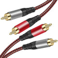 Tiierzon RCA Cable 40Ft,2Rca Male to 2-RCA Male Audio Stereo Subwoofer Cable [Hi-Fi Sound] Nylon-Braided Auxiliary Audio Cord for Home Theater, HDTV, Amplifiers, Hi-Fi Systems,Speakers and etc (40Ft)