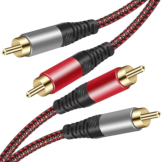 Tiierzon RCA Cable 30Ft,2Rca Male to 2-RCA Male Audio Stereo Subwoofer Cable [Hi-Fi Sound] Nylon-Braided Auxiliary Audio Cord for Home Theater, HDTV, Amplifiers, Hi-Fi Systems,Speakers and etc (30Ft)