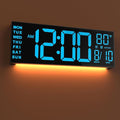 JALL 16" Large Digital Wall Mount Clock, Count Down Timer, Alarm, Big LED, DST, Temperature for Living Room Classroom Desk, Xmas, Birthday Gift for Senior Men Women Mom Dad, Blue