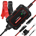 Sailvono 1A Battery Charger, 6V and 12V Smart Trickle Charger, 10-Stages 14.6 Volt LiFePO4 Automatic Battery Maintainer with Supply Mode for Motorcycle Car Lawn Mower Boat Marine Lead Acid Batteries