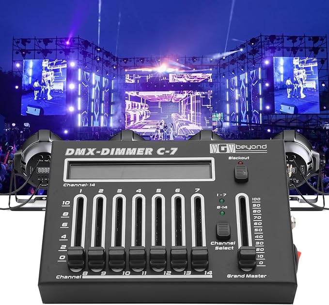 Ygybeyond DMX-C7Controller,14Channel, DMX512, Controller, Stage Lighting Equipment & Accessorie For Dj, Ktv, Large Concert, DMX Light Controller (14 channel DMX-C7)