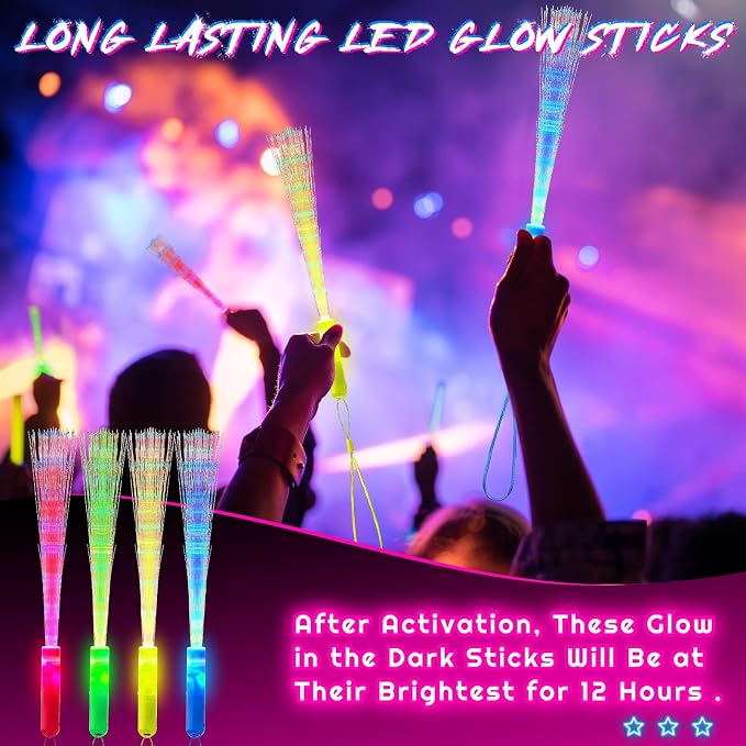 Kasyat 10 Pieces Glow Fiber Wands Sticks Light up Fiber Optic Wands LED - Image 7