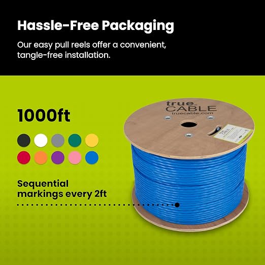 TRUE CABLE Cat6A Riser, Bulk Ethernet Cable, 23AWG Solid Bare Copper, - Image 5