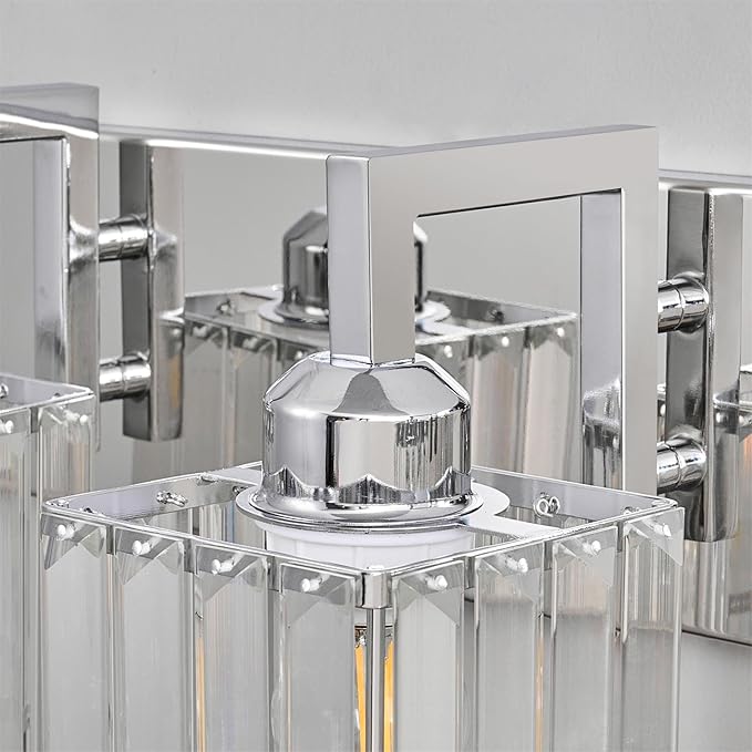 FDPBY Modern Bathroom Vanity Light 5-Lights Chrome Crystal Wall Lamp Bathroom Modern Crystal Vanity Lighting