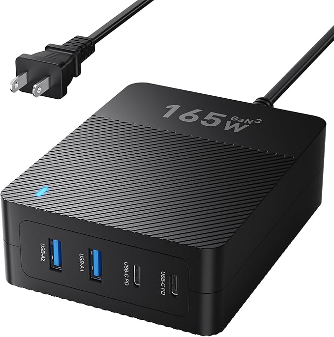 RYND 2026 Latest USB C Fast Charger,165W GaN 4-Port Charging Station Hub Block Cube, USB C Wall Charger Blocks with Dual Type C Ports,for iPad/iPhone 17 16 15 14 13 12 Pro Max Pixel Note Galaxy