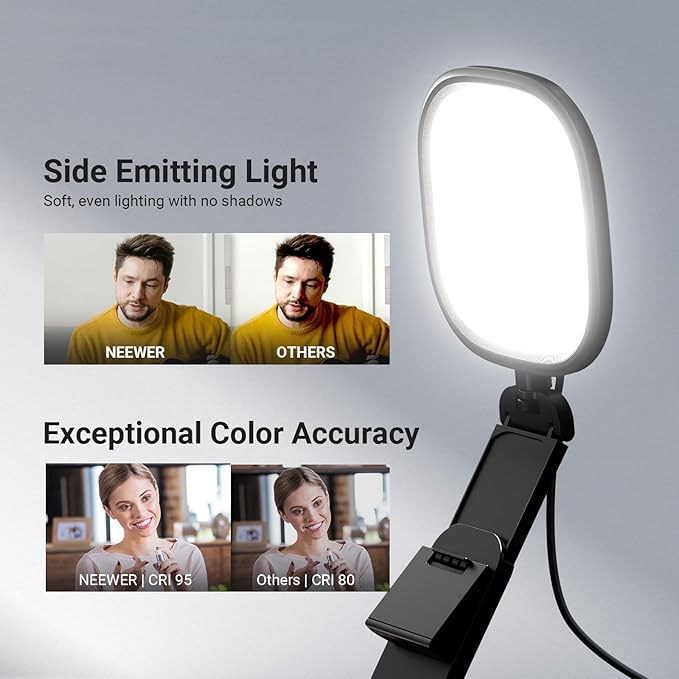 NEEWER Basics 5" 10W Monitor Light for Video Conference, Bi Color Edge Lit USB LED Panel with Stand, CRI95 Lamp Lighting for Laptop Computer Webcam Zoom Call Desk Streaming Recording, NL10