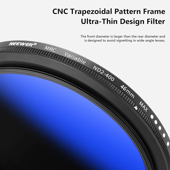 NEEWER 46mm Variable ND Filter ND2-ND400, Neutral Density Filter, Water and - Image 4