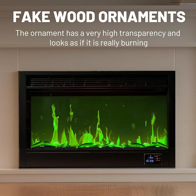 Electric Fireplace Wall Fireplace Recessed 3 Log Flame Colors Electric Fireplace Synthetic Resin Decoration Transparent Logs Flame for 60 inch Indoor Electric Fireplaces 6 Pieces