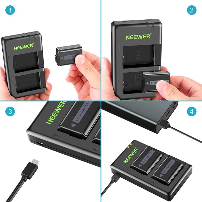 Neewer 2-Pack NP-FW50 Replacement Battery and Dual USB Charger Compatible - Image 6