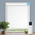 COOLWINDS Motorized Blinds with Remote Cordless Automatic Motorized Shades Custom Blinds for Windows Smart Curtains Compatible with Alexa Google Home(Light Filtering Jacquard White,W37 x H72in)
