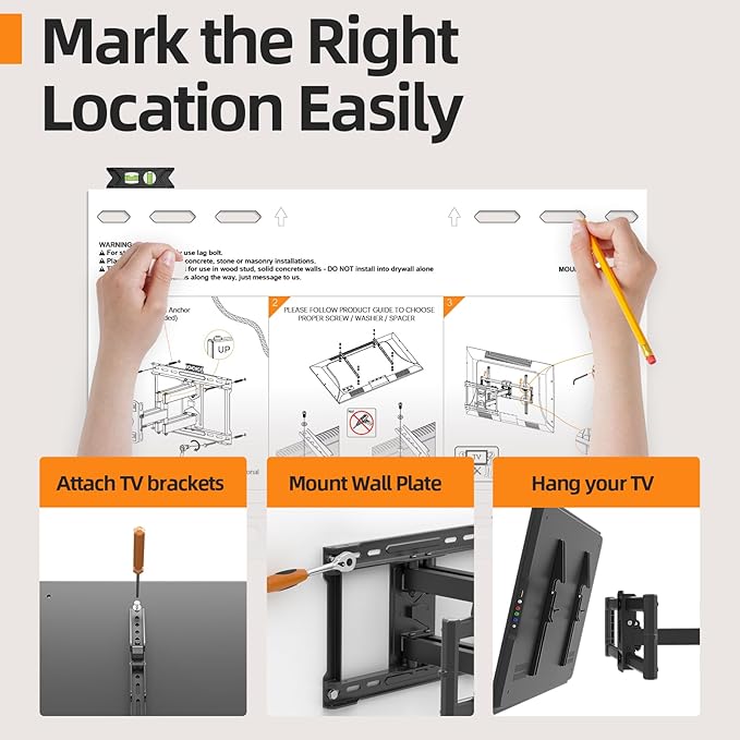 IWORKBOARD 75 85 inch Full Motion TV Wall Mount for 40-86'' TV Mount, Heavy Duty Adjustable articulating Bracket Tilt Swivel Extension Level, VESA 600x400mm, 16" Studs, 132 lbs for 65 70 75+ TVs