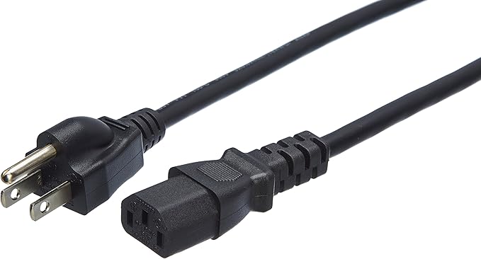 Amazon Basics Computer Monitor TV Replacement Power Cord, 6 ft, 32 count (Pack of 1), Black