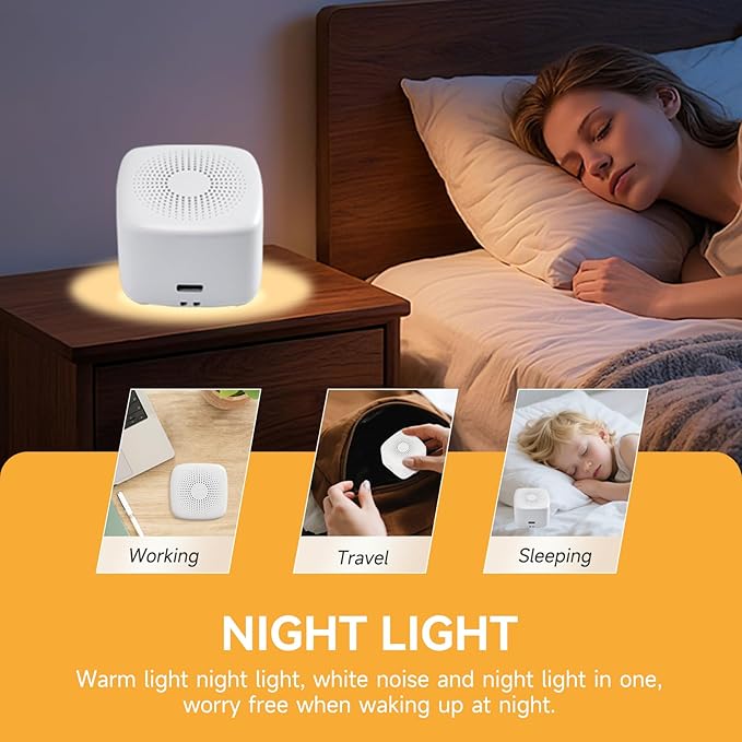 Vitelum White Noise Sleep Sound Machine for Relaxation, Meditation, Soothing Natural Sound for Sleep with Night Light