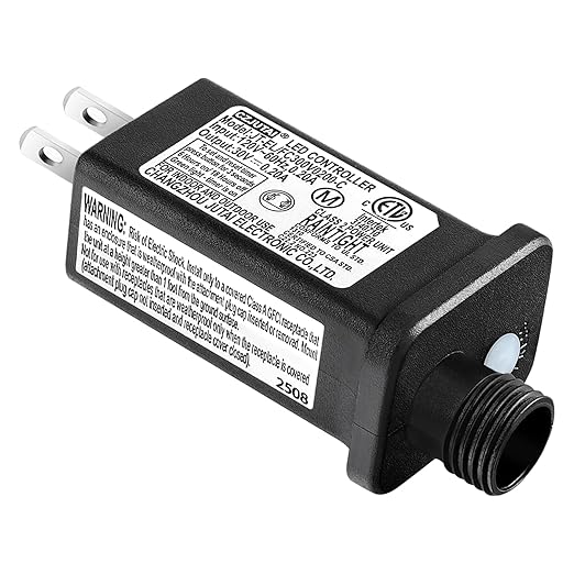 30V 0.2A LED Controller Timer Model JT-EL/FC300V0200-C Class 2 Power Supply Replacement with 8 Lighting Modes, and Memory Function for Christmas Light, LED String Light