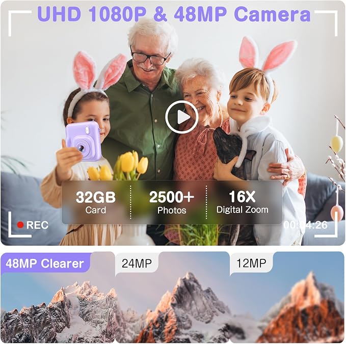 Kids Camera Instant Print, Dual-Lens 48MP Digital Camera - Image 5
