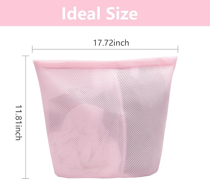 Guozcaray 2 Pcs laundry bag with handles mesh laundry bags washing machine laundry totes travel storage and sorting bag for Clothes laundry bag for delicates(Pink2N)