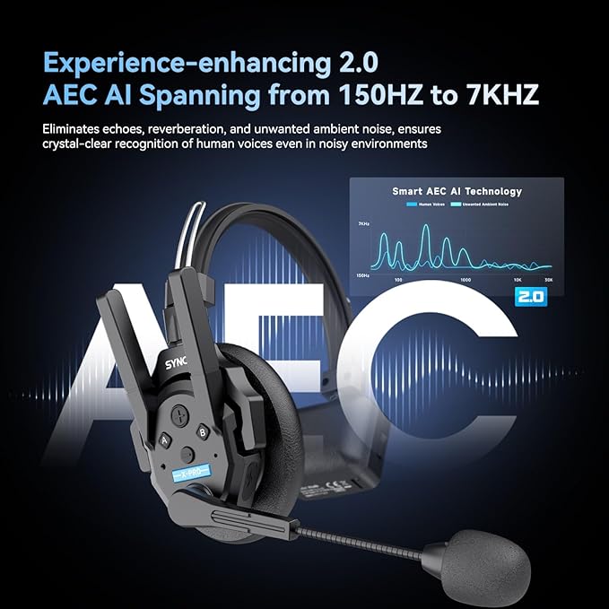 SYNCO XTalk Pro5 XPro X5 2.4GHz Wireless Headset Communication System Random Master Device 500m Operating Range Real-time Monitoring AI Noise Reduction Headset for Movie Shoot Live Show (5Pcs)