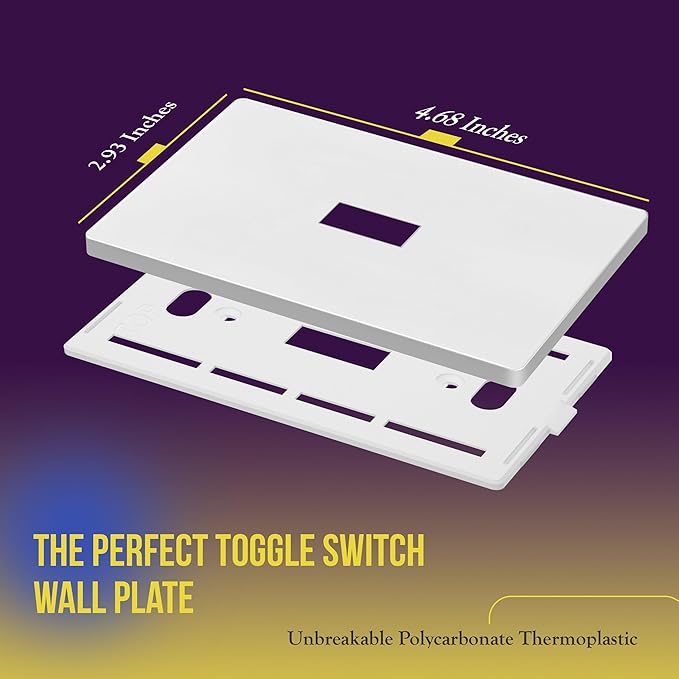 ENERLITES Screwless Toggle Switch Wall Plate, Child Safe Light Switch Cover, Standard 1-Gang 4.68" x 2.93", Unbreakable Polycarbonate Thermoplastic, UL Listed, SI8811-W-5PCS, Glossy, White, 5 Pack