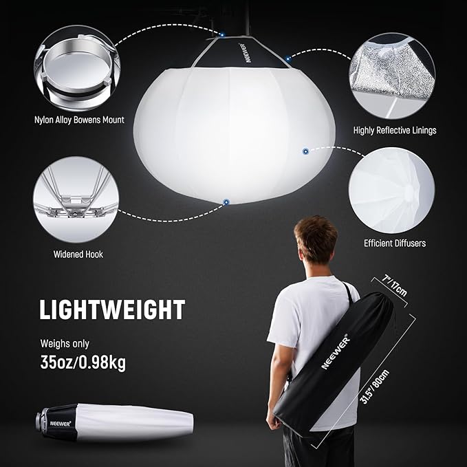 NEEWER 26"/65cm Lantern Softbox, Quick Release 360° Light Diffuser Bowens Mount - Image 6