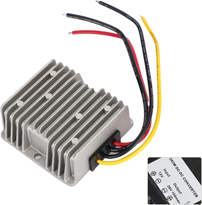 Areyourshop 12V to 28V 10A 280W Car Power Supply Step Up Converter Aluminum Waterproof DC/DC Converter Regulator Step Up