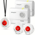 SYNLETT Caregiver Pager Wireless Nurse Call Button for Elderly Home Monitoring Alert System Portable Alarm Bell Seniors Patients Emergency 3 Call Buttons, 2 Pagers