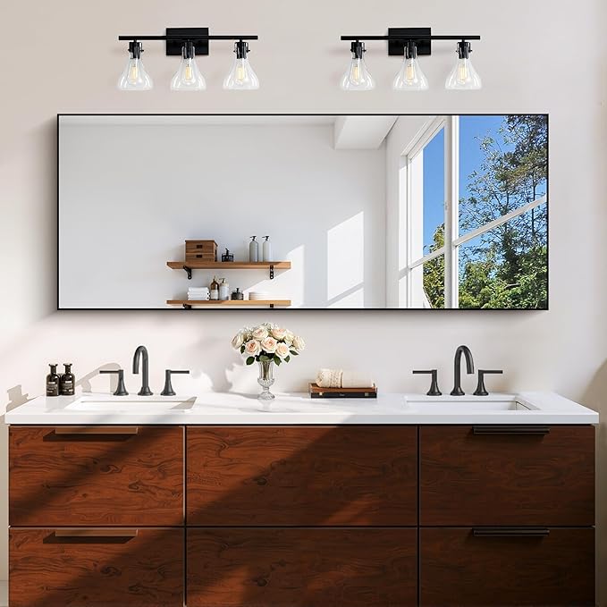 Black Bathroom Mirror for Wall, 24x60 Inch Rectangle Mirror with Metal Frame, Modern Vanity Mirrors for Bathroom Living Room, Entryway Hangs Horizontal or Vertical