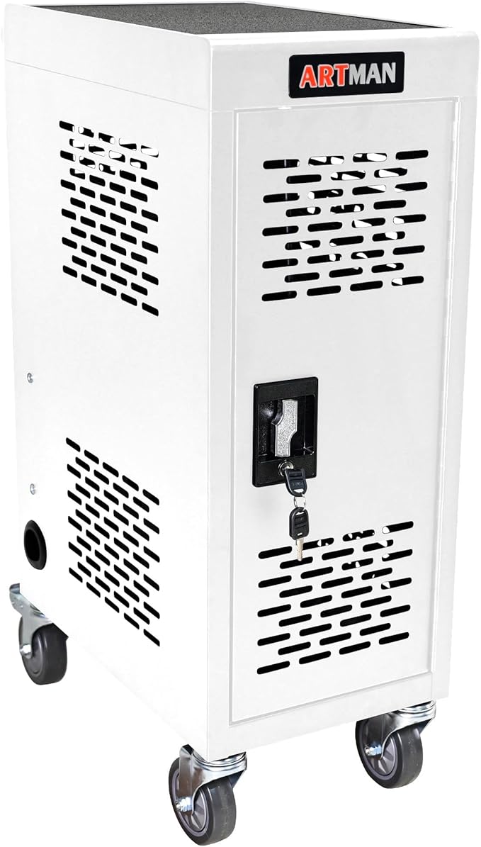 16 Device Mobile Charging Station for Laptops/Tablets/iPads/Chromebooks,16 Bay Lockable Charging Cabinet with Cable Management & Power Strip Included, Laptop & Tablet Storage Carts,Easy Assembly