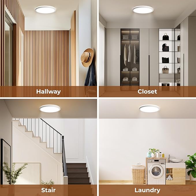 Matane 2Pack Motion Sensor LED Ceiling Light with Remote, 12 Inch Wired Flush Mount Ceiling Light 3000K 4000K 5000K, 2400LM Dimmable Motion Sensor Light Indoor for Closet Hallway Laundry Stairs White