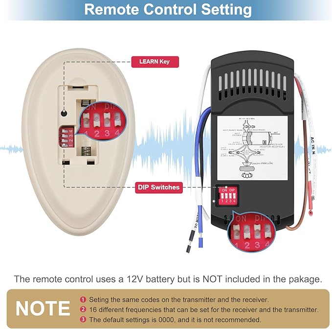 Universal Ceiling Fan Remote Control Kit Dimmable, Replacement for Hampton Bay, Hunter,Allen+Roth Kichler, FAN-28R L3HFAN35T1 FAN-35T1 L3HFAN35T FAN-35T KUJCE9603 UC7202T CHQ7202T