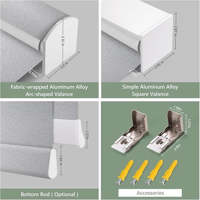 Zshine Motorized Blackout Window Blinds Customize Width (23-95 Inches) Remote Control Wireless and Rechargeable Roller Shades Blinds for Windows, Home, Office, Hotel, Club, Restaurant(82141G)