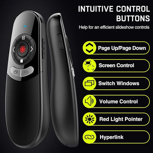 2 in 1 USB Type C Presentation Clicker with Red Light Pointer, Wireless Presenter for PowerPoint Presentation PPT Clicker, 2.4GHz Presenter Remote Slide Advancer for MacBook/Computer/Laptop