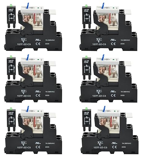 UL Listed 6 Pcs 8-Amp Electromagnetic Relay 24V DC Relay DPDT 2NO 2NC 8Pin Socket Base with Indicator Light Module and Test Button