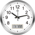HITO 16 Inch Silent Wall Clock Battery Operated with Temperature and Date, Large Wall Clock for Living Room Decor, Office, Classroom, Bedroom