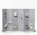 Bonnlo 4/6 Panel Pegboard Freestanding, 5 FT Portable Display Board Organizer for Craft Show Jewelry, Wooden Folding Privacy Screen Room Divider (Grey, 6 Panel with Base)