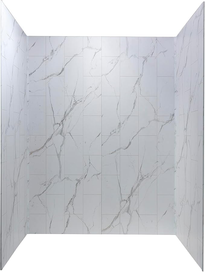 Palisade 78in x 60in x 32in Waterproof Vinyl Shower Surround Kit with Accessories in Urban Glacier
