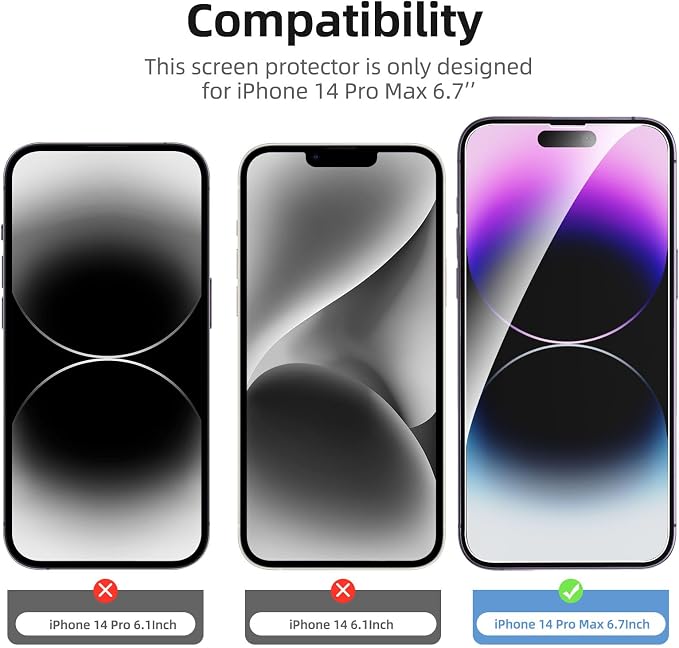 NEW'C 3x for iPhone 14 Pro Max Screen Protector+ 3x Camera Lens Protector - Image 2