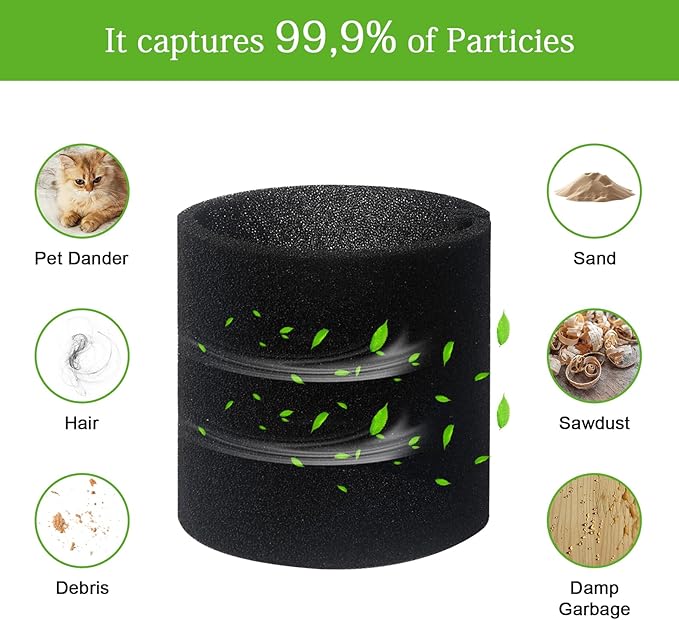 DFD 1 Pc 90585 Foam Sleeve Filter Replacement Compatiable with Genie Shop Wet Dry Vacuums & for Shop Vac for Vacmaster, VF2001 Foam Replacements Filters for Wet Dry Vacuum Cleaner