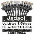 Jadaol Cat6 1.5ft 10 Pack Patch Cable, 10Gbps High-Speed Ethernet Patch Cable by Jadaol