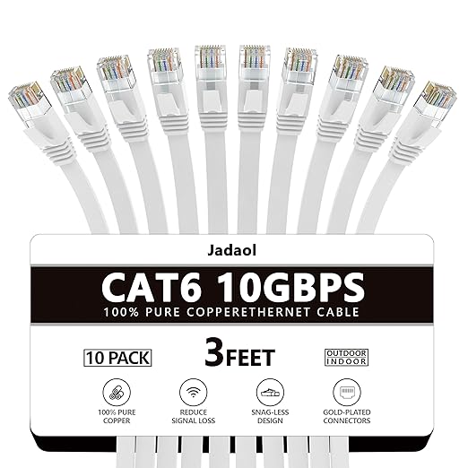 Jadaol Cat 6 Ethernet Cable 3ft 10-Pack, 10Gbps Support Cat8 Cat7 Network by Jadaol