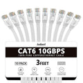 Jadaol Cat 6 Ethernet Cable 3ft 10-Pack, 10Gbps Support Cat8 Cat7 Network by Jadaol
