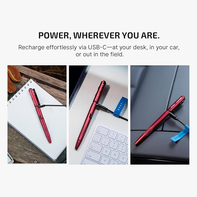 OLIGHT O'Pen 3 EDC Pen Light,120 Lumens with Green Beam, Red and White, USB-C Rechargeable LED Flashlight for Office, Writing, Presentation, Outdoor Uses, Professional Business Gift(Wine Red)