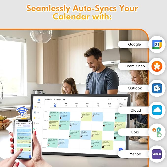 27" Digital Calendar for-Family-Schedules Wall-Planner - Smart Interactive Touchscreen Electronic Calendar, Seamless Scheduling, Star Rewards, Sync Online Calendar Via App, Wall Mount, Gifts for Mom
