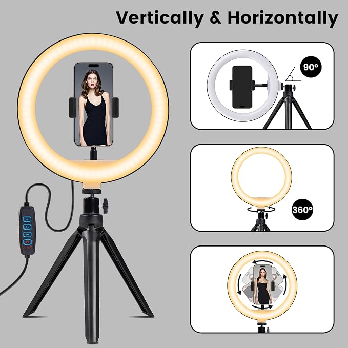 Selfie Ring Light 12" with Tripod Stand and Phone Holder, LED Ring Light - Image 5