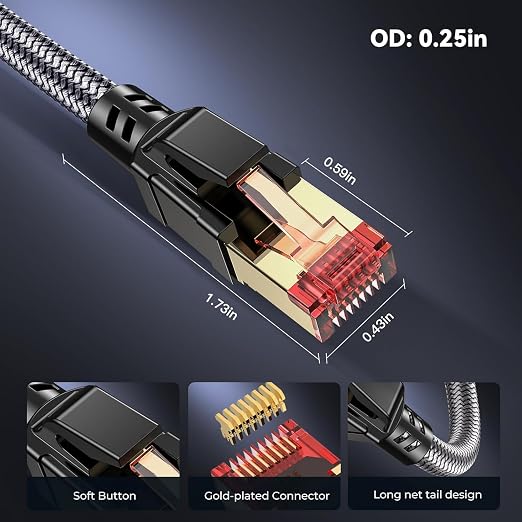 Cat 8 Ethernet Cable 65 ft, 40Gbps 2000Mhz High Speed Gigabit LAN Internet - Image 5