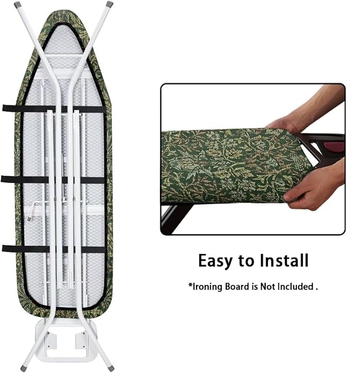 ZCFYGDX Breathable Ironing Board Cover Decor, Resist Scorching & Staining, 17x49 Wear & Soil Resistant Covers, Elastic Edges,3 Fasteners,Anti-Scorch Polyester Fabrics William Morris Prints