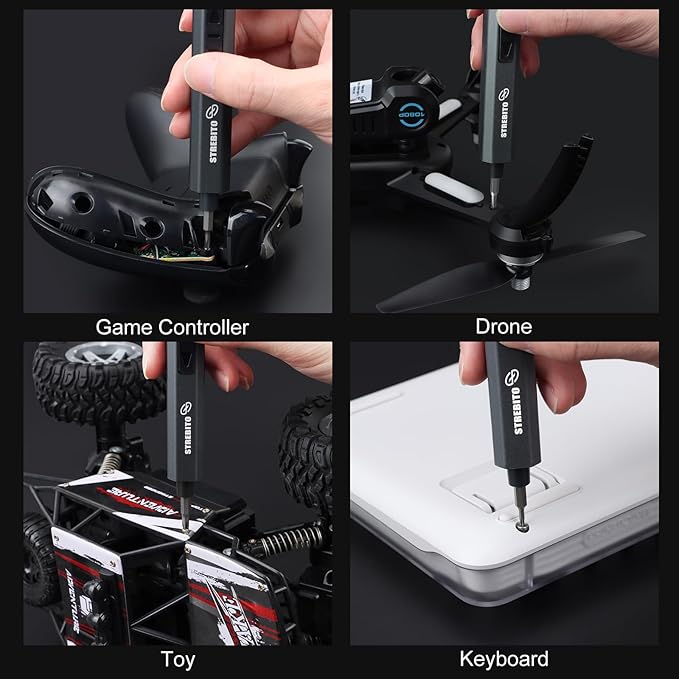STREBITO Electric Screwdriver Upgraded 155 in 1 Mini Electric Cordless Screwdriver, 140 S2 Steel Magnetic Bits, 5 Torque Settings, Electronics Repair Tool Kit for Computer, Phone, Gaming, RC, Camera