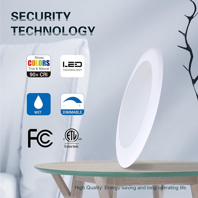 TOPELER 6 Inch LED Disk Light, 15W Modern Flush Mount Ceiling Light, Dimmable Low Profile Disc Downlight, Metal Baffle Trim Fixture for Home Improve, 1000LM 3000K Warm White, ETL Listed