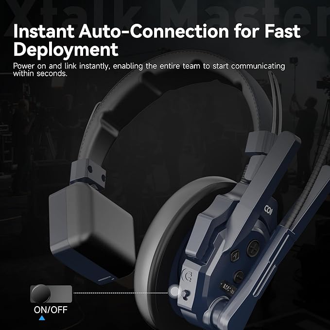 SYNCO Xtalk Master Wireless Intercom Headset System,1 Person 2.4GHz 500m/1640ft Headset with Noise Reduction Program,Real-time Monitoring