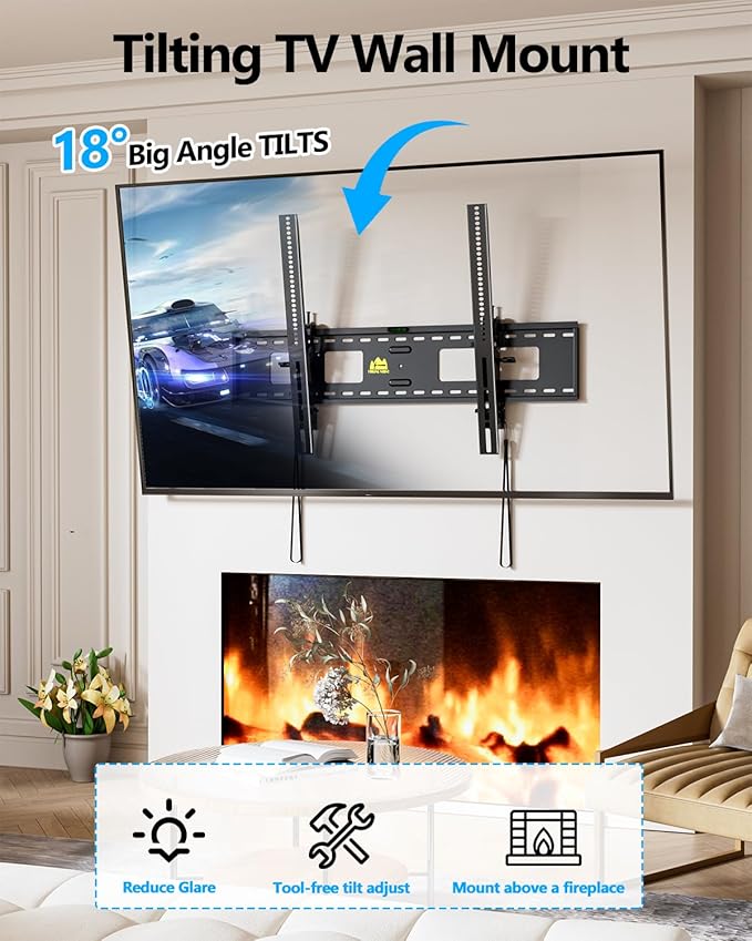 FORGING MOUNT Heavy Duty Tilting TV Wall Mount for Large TVs 55-120 Inch, Tool-Free Tilt Low Profile TV Mount,3-Stud Wall Mount Universal Bracket,VESA 900x600, Holds 275lbs, Fits 16/18/24/32" Studs
